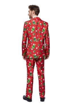 Christmas Trees & Stars Patterned Men's Suit -Family Halloween Store Sales Store OBAS 1005 X MasTreesRed 04