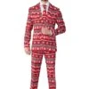 Christmas Nordic Pixel Red Patterned Men's Suit