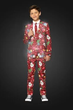 Christmas Red Decorations Light Up Patterned Boy's Suit -Family Halloween Store Sales Store OBBO 0019 Christmas Red Icons LU studio e light up
