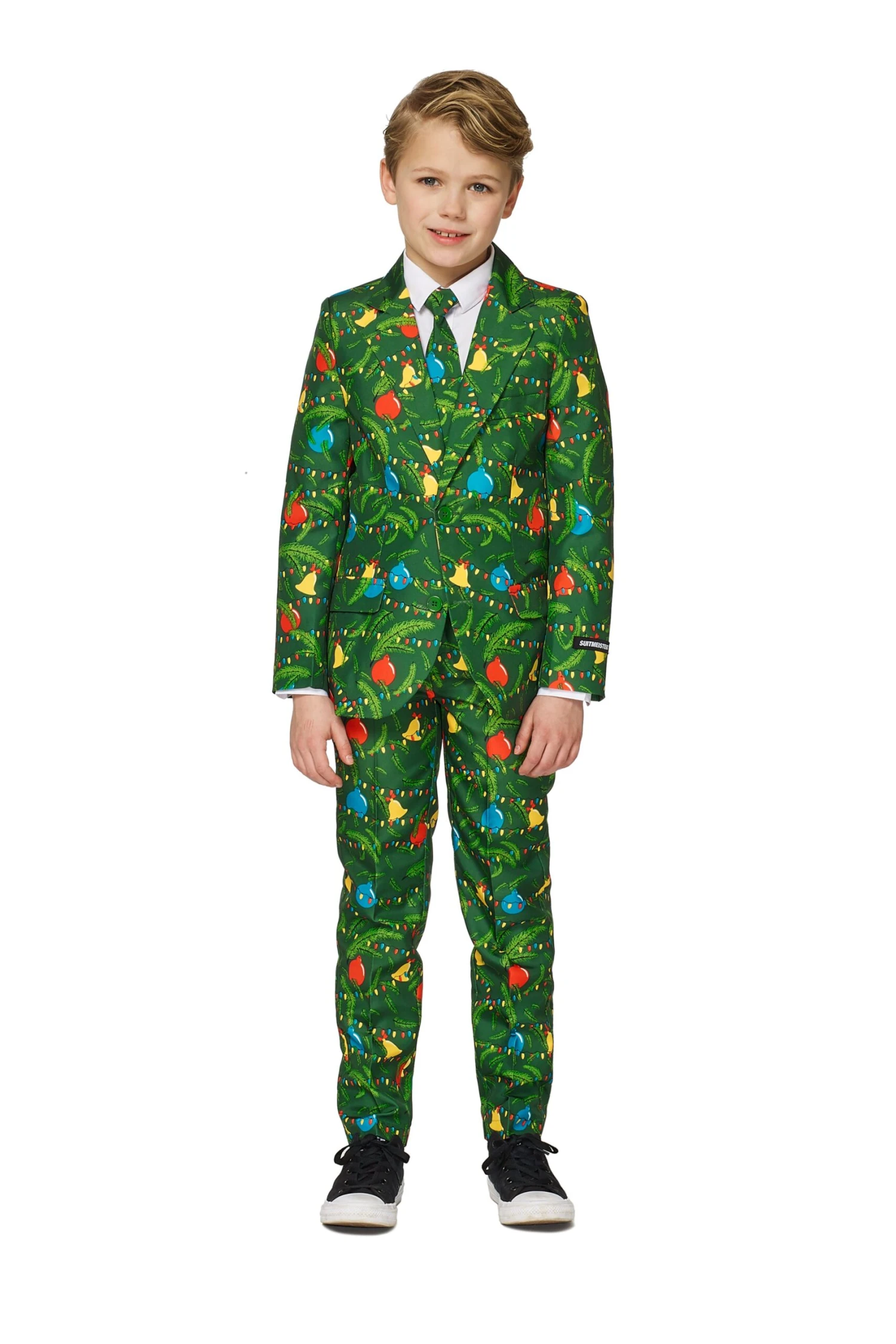 Christmas Green Light Up Boy's Patterned Suit 1 Christmas Green Light Up Boy's Patterned Suit