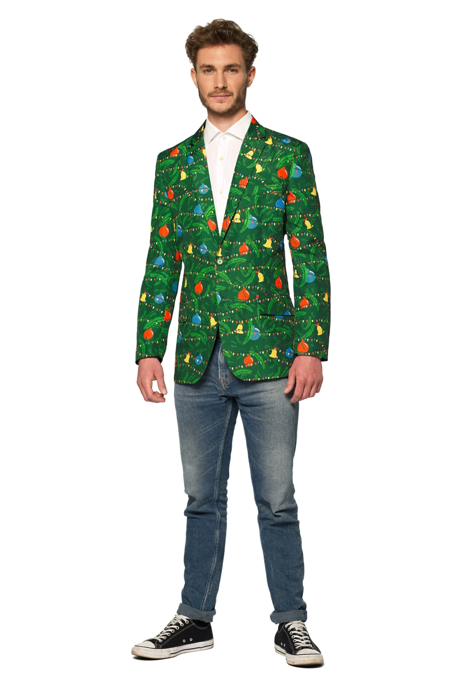 Christmas Green Tree - Light Up Patterned Men's Jacket 1 Christmas Green Tree - Light Up Patterned Men's Jacket