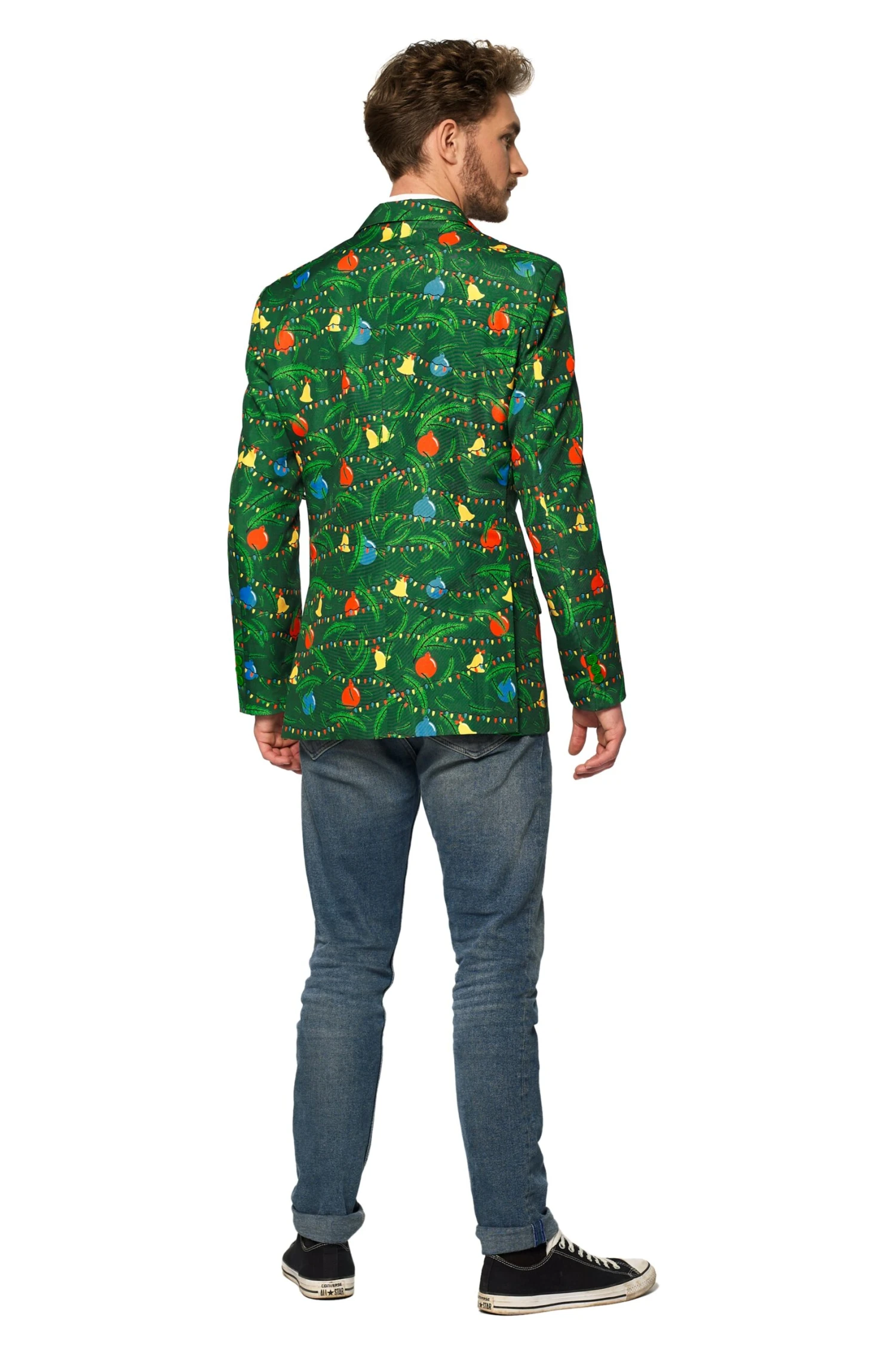 Christmas Green Tree - Light Up Patterned Men's Jacket 2 Christmas Green Tree - Light Up Patterned Men's Jacket - Image 2