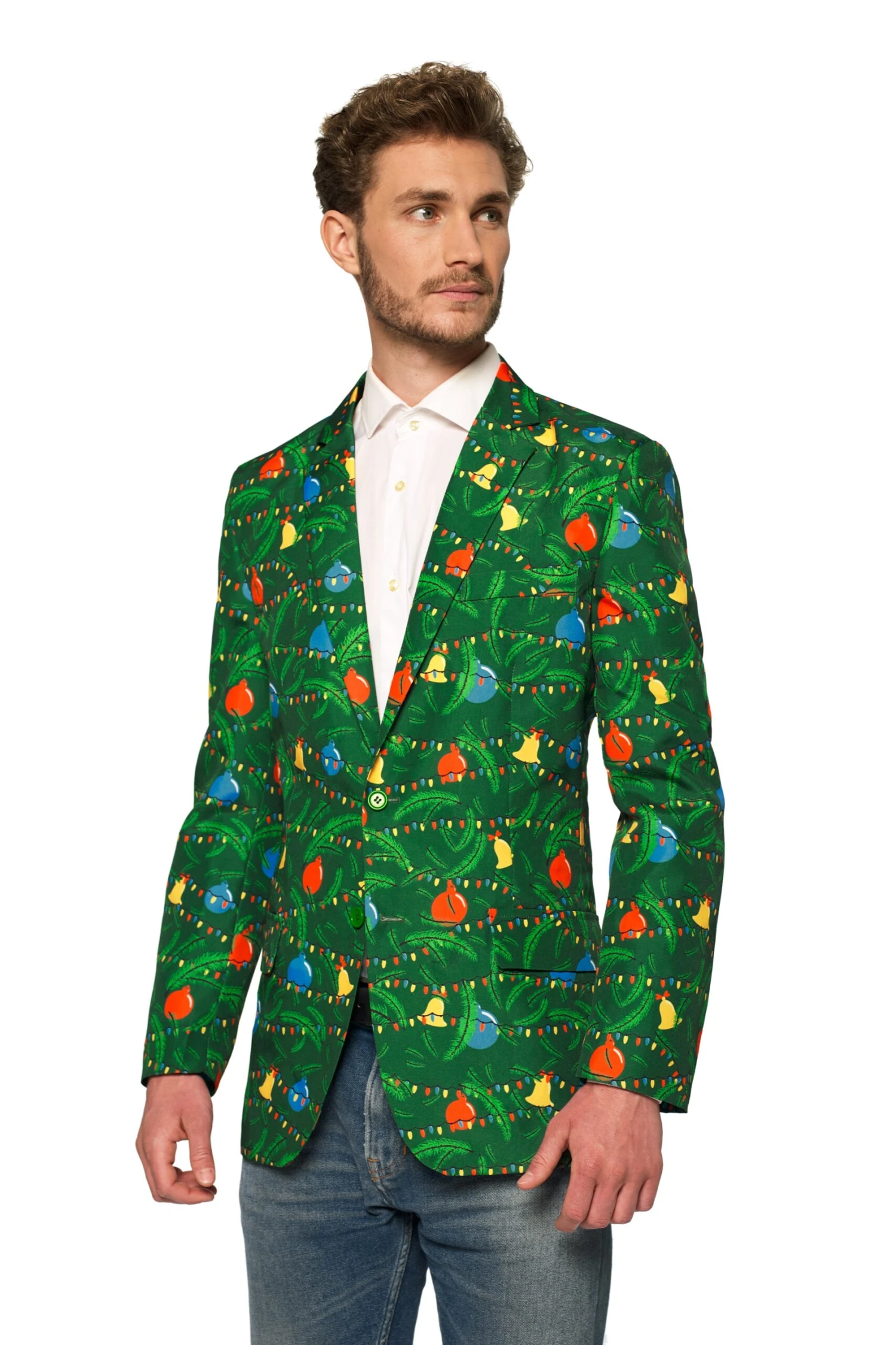 Christmas Green Tree - Light Up Patterned Men's Jacket 3 Christmas Green Tree - Light Up Patterned Men's Jacket - Image 3