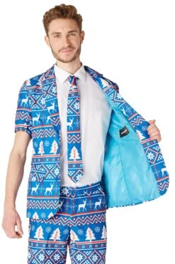 Summer Shorts Christmas Blue Nordic Patterned Men's Suit -Family Halloween Store Sales Store OBSU 1000 studio rgb 04