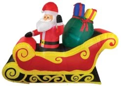 Santa Sleigh Airblown Inflatable 7 Ft Yard Decor