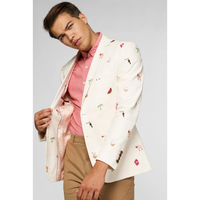 Tropical Summer Icons Off White Men’s Blazer 4 Tropical Summer Icons Off White Men’s Blazer - Image 4