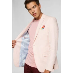 Tropical Birdie Soft Pink Men’s Blazer Jacket -Family Halloween Store Sales Store odjm 0017 blazer deluxe tropical birds 4 x3s8z460ek72uqew
