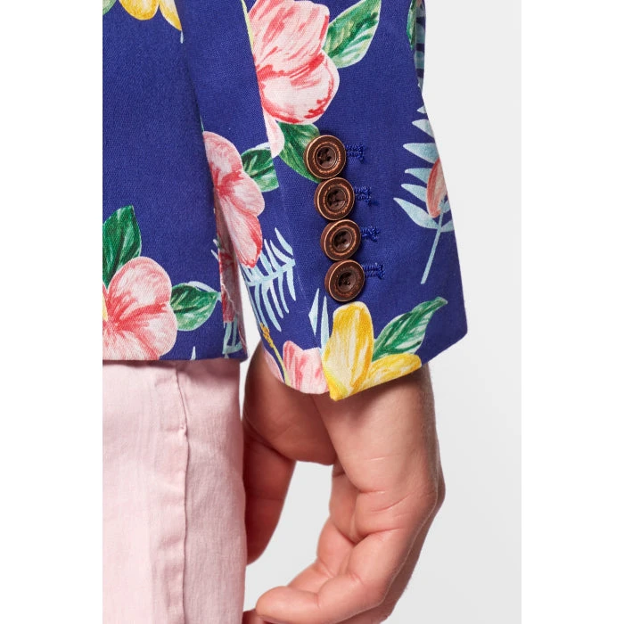 Tropical Flowers - Blue Hawaiian Mens Blazer 5 Tropical Flowers - Blue Hawaiian Mens Blazer - Image 5