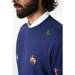 X-Mas Icons - Navy Mens Christmas Sweater -Family Halloween Store Sales Store odsm 1001 x mas icons navy studio gb 04