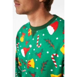 Opposuits Holiday Greenish Men's Ugly Christmas Sweater -Family Halloween Store Sales Store opsm 1001 holiday greenish studio gb 04