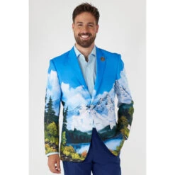 Opposuits Official Bob Ross™ Blazer Men's Mountain Ranges Patterned Jacket