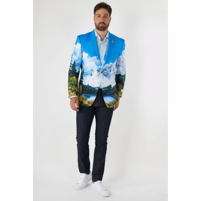 Opposuits Official Bob Ross™ Blazer Men's Mountain Ranges Patterned Jacket 2 Opposuits Official Bob Ross™ Blazer Men's Mountain Ranges Patterned Jacket - Image 2