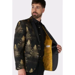 Opposuits Festive Forest Black And Gold Mens Christmas Blazer -Family Halloween Store Sales Store osmb 1019 festive forest gb 03