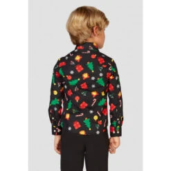 Opposuits Christmas Icons Black Boy's Long Sleeved Christmas Shirt -Family Halloween Store Sales Store ossb 0004 black christmas icons boys dress shirt 02 lhz6gdtfmmpmk4cy