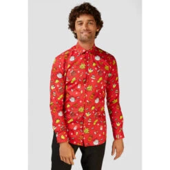 Opposuits Christmas Doodle Red Men's Christmas Shirt