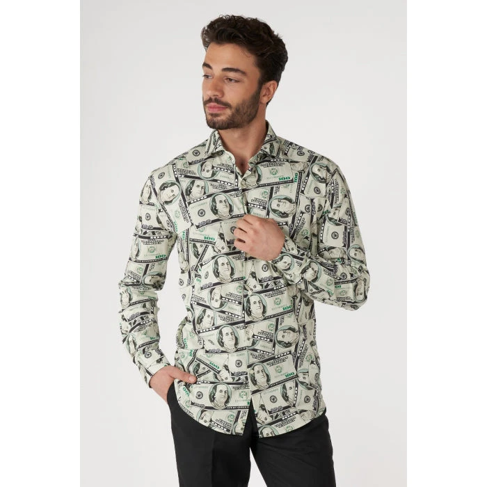 Opposuits Cashanova Long Sleeved Men's Money Print Shirt 1 Opposuits Cashanova Long Sleeved Men's Money Print Shirt