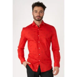 Opposuits Christmas Icons Red Long Sleeved Men's Christmas Shirt