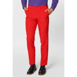 Opposuits Red Devil Men's Bright Red Suit -Family Halloween Store Sales Store osui 0014 solid colored suit red devil 5 55ycupapwd6ghfkr