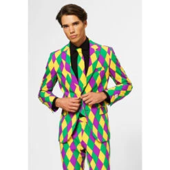 Opposuits Harleking Patterned Harlequin Mardi Gras Men's Suit