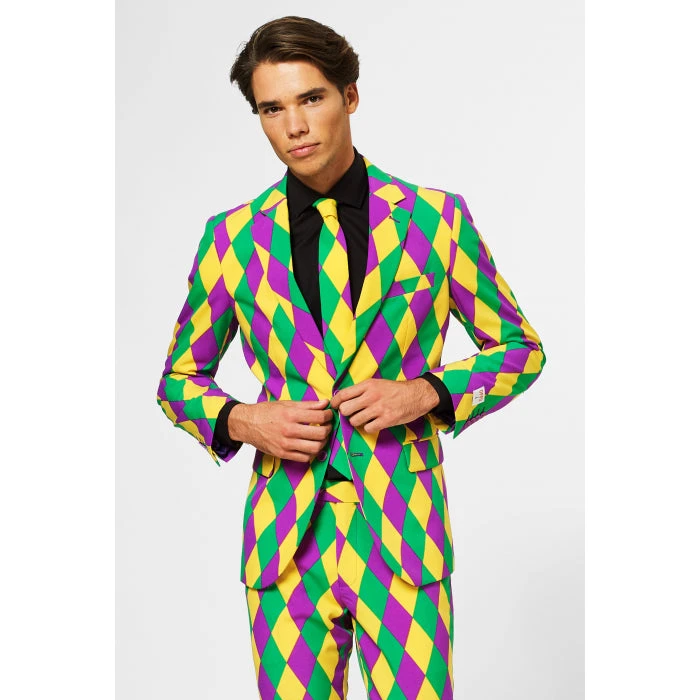 Opposuits Harleking Patterned Harlequin Mardi Gras Men's Suit 1 Opposuits Harleking Patterned Harlequin Mardi Gras Men's Suit