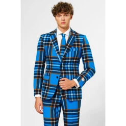 Opposuits Braveheart, Scottish Blue Plaid Patterned Men's Suit
