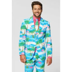 Opposuits Flaminguy, Flamingo Tropical Men's Patterned Suit