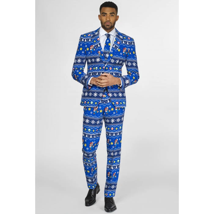 Opposuits Super Mario Merry Mario Nintendo Christmas Patterned Men's Suit 3 Opposuits Super Mario Merry Mario Nintendo Christmas Patterned Men's Suit - Image 3