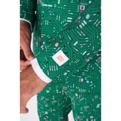 Opposuits Cool Circuit, Green Circuit Board Patterned Men's Suit -Family Halloween Store Sales Store osui 0119 cool circuit gb 06