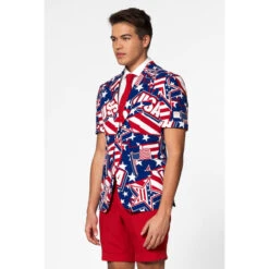 Opposuits Mighty 'Murica 4th July Patriotic USA Patterned Summer Short Men's Suit