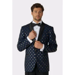 Opposuits Navy Blue With Gold Dots Mens Christmas Tuxedo