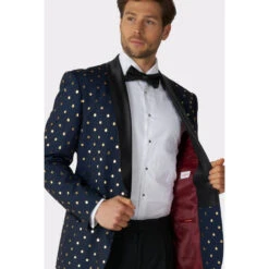 Opposuits Navy Blue With Gold Dots Mens Christmas Tuxedo -Family Halloween Store Sales Store otux 1003 goldy dots gb 04